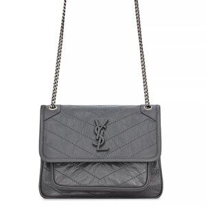 Saint Laurent Niki Baby Shoulder Bag in Vintage Leather (storm grey)